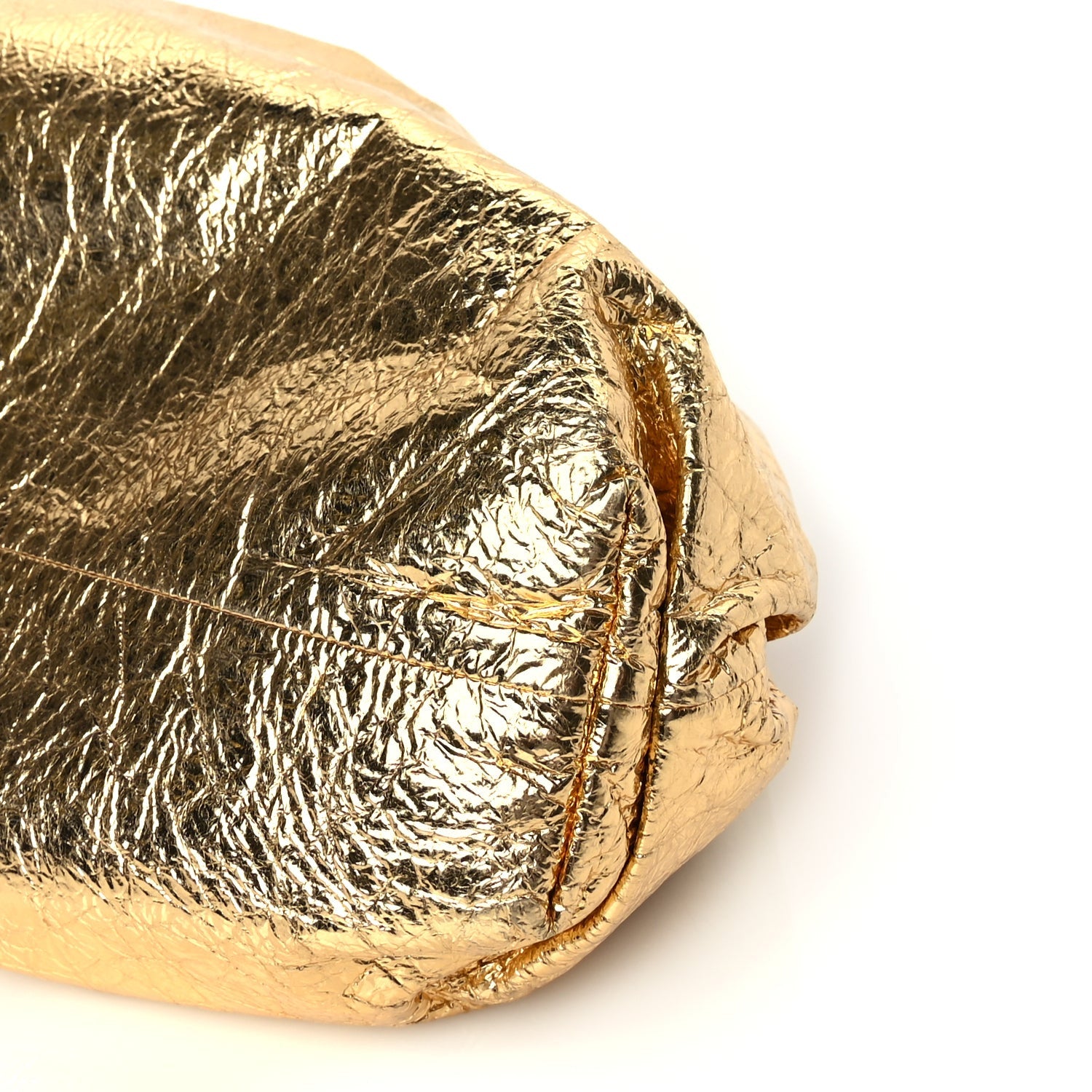 Bottega Veneta Metallic Crinkled Lambskin The Pouch Oversized Clutch Oro 9 of 9