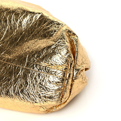Bottega Veneta Metallic Crinkled Lambskin The Pouch Oversized Clutch Oro 9 of 9