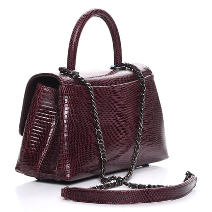 Chanel Lizard Mini Coco Handle Flap Burgundy 4 of 8