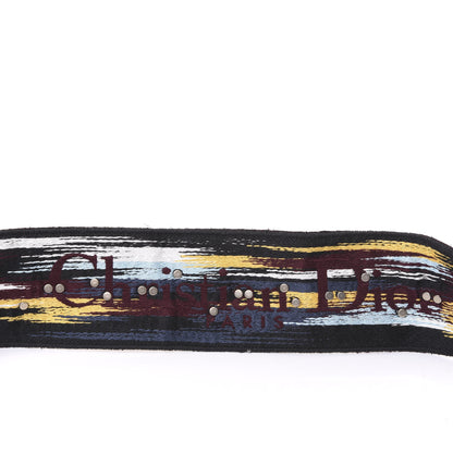 Christian Dior Canvas Embroidered Studded Shoulder Strap Black Multicolor 3 of 5
