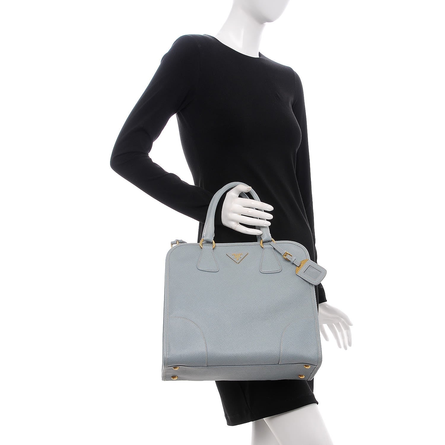 Prada Saffiano Lux Shopping Tote Lago 3 of 12