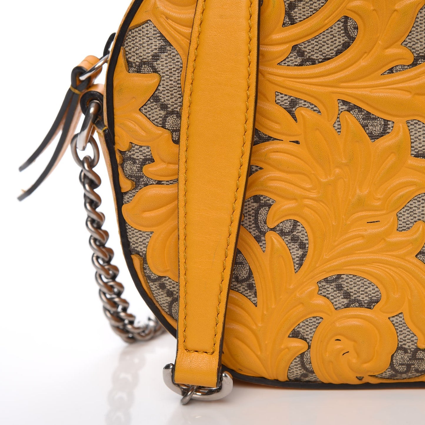 GG Supreme Monogram Arabesque Mini Chain Shoulder Bag Beige Yellow