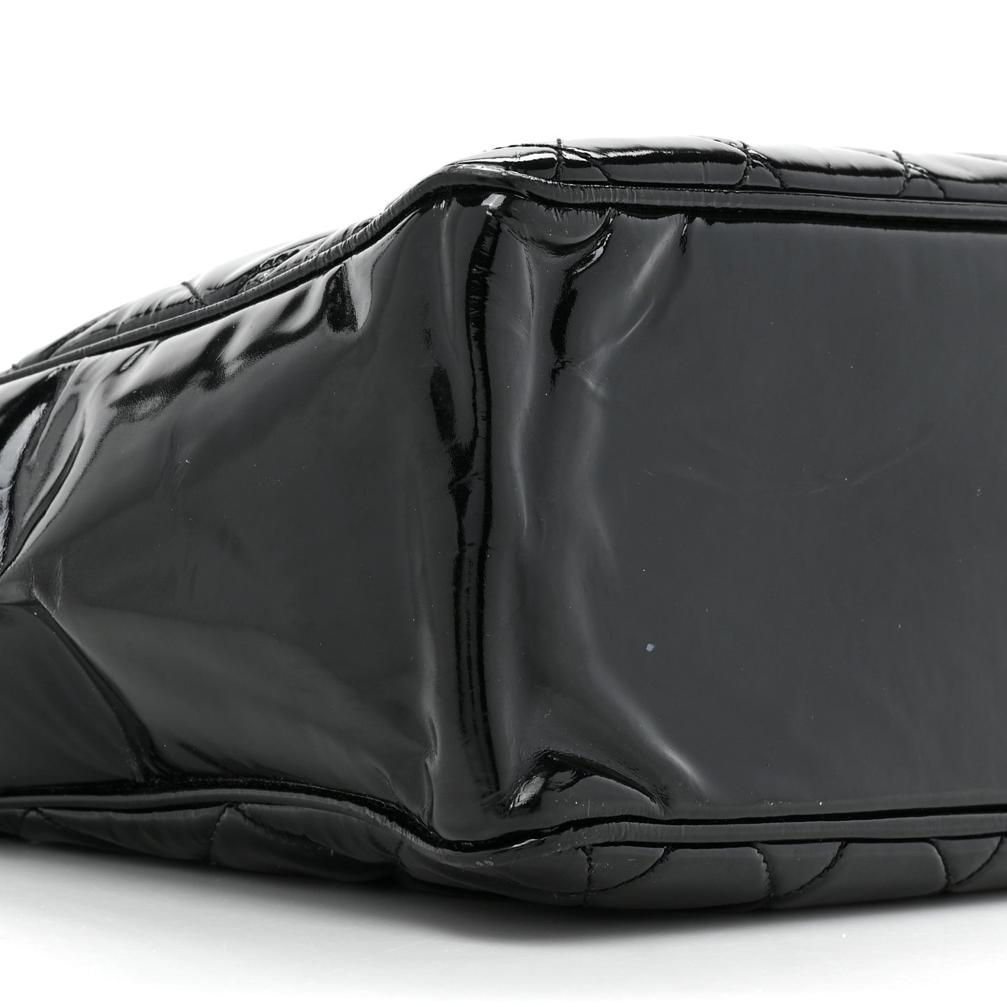 Patent Quilted Tote Black
