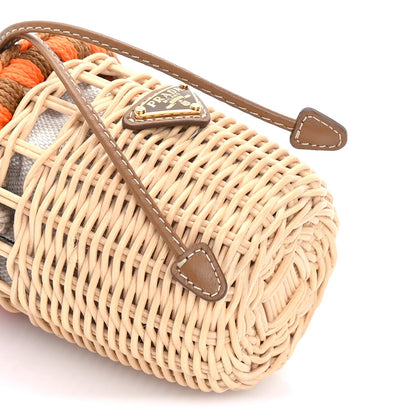 Prada Wicker Mini Bucket Bag Naturale Orange Brown 6 of 7