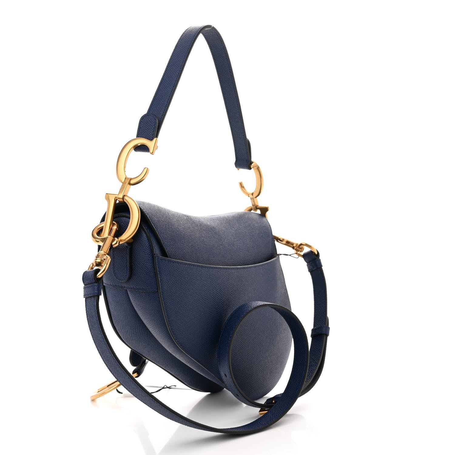 Christian Dior Grained Calfskin Saddle Bag With Strap Blue Royale 3 of 11