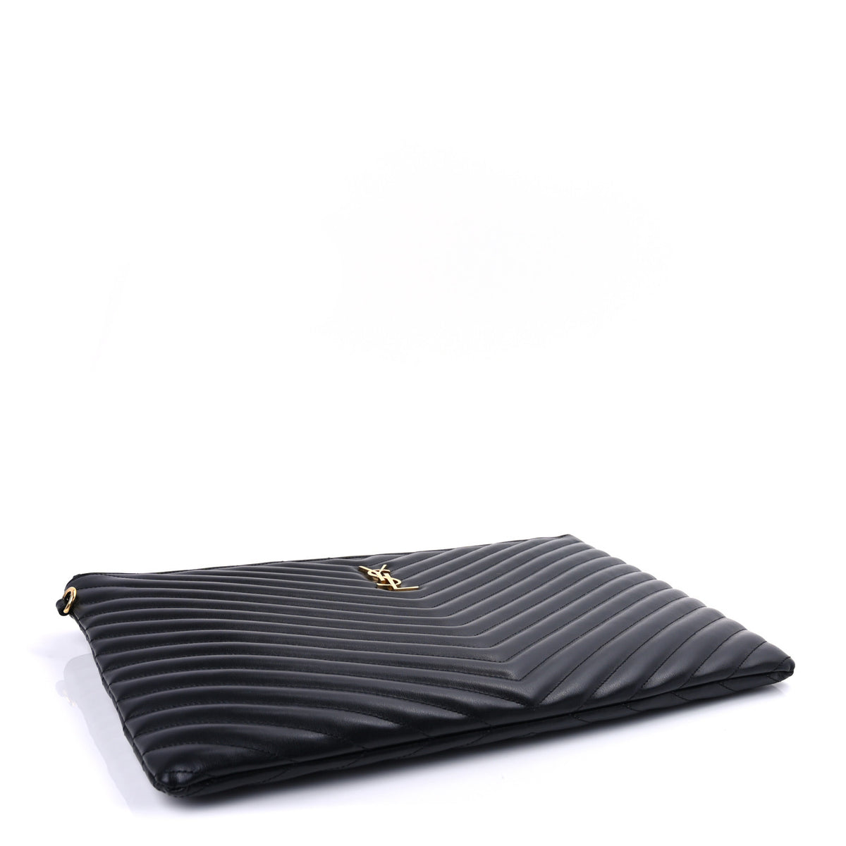 Calfskin Matelasse Chevron Monogram Document Holder Black