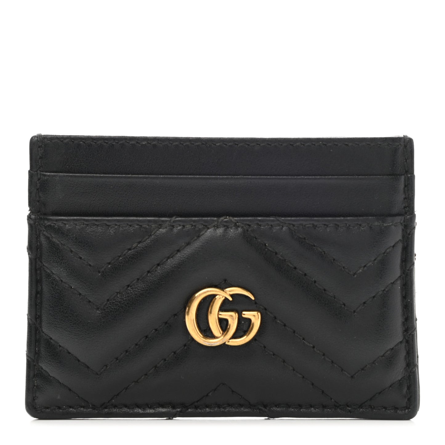 Calfskin Matelasse GG Marmont Card Holder Black