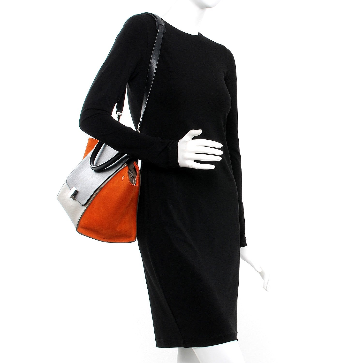 Celine Smooth Calfskin Nubuck Medium Tri-Color Trapeze 2 of 14