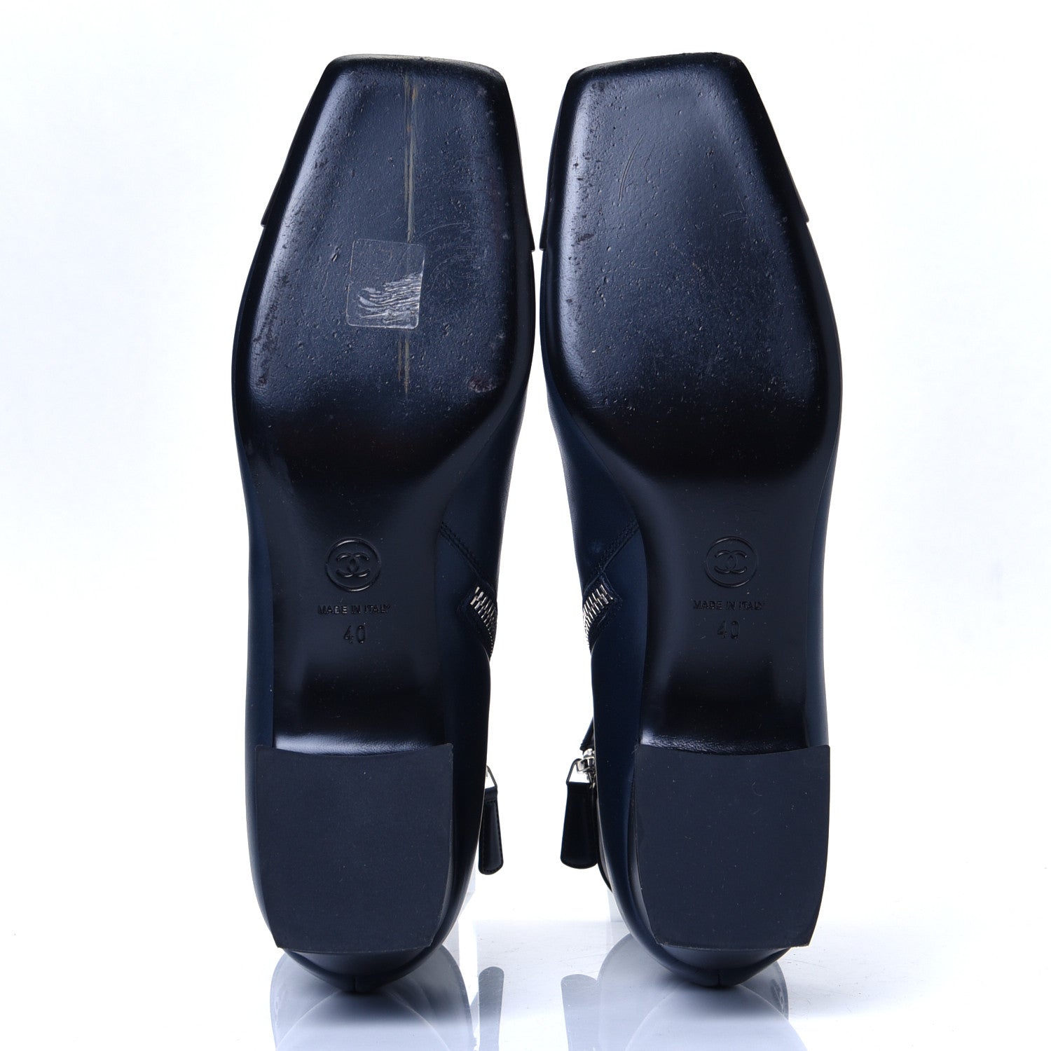 Chanel Calfskin Cap Toe Short Boots 40 Navy Black 4 of 4