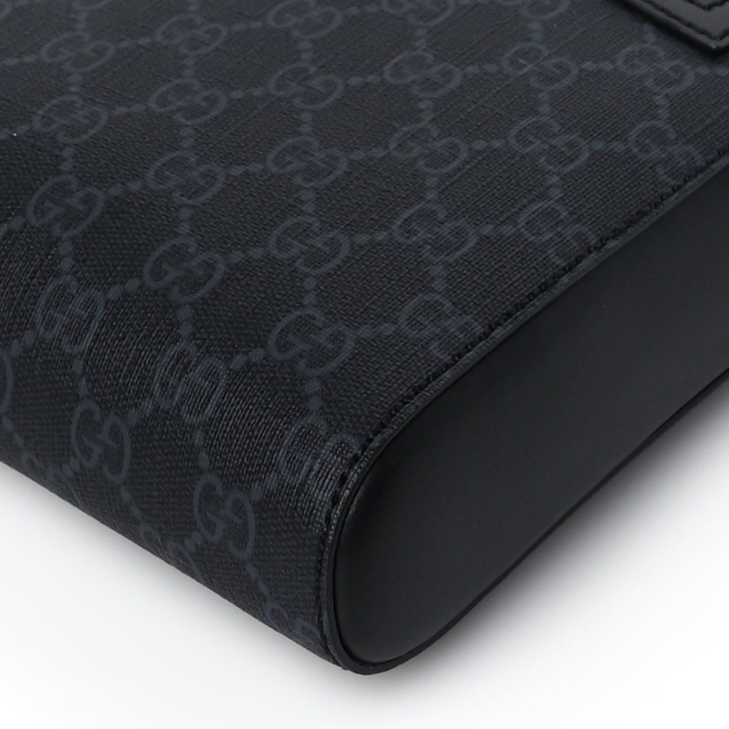 GG Supreme Monogram Web Small Flat Messenger Bag Black Grey