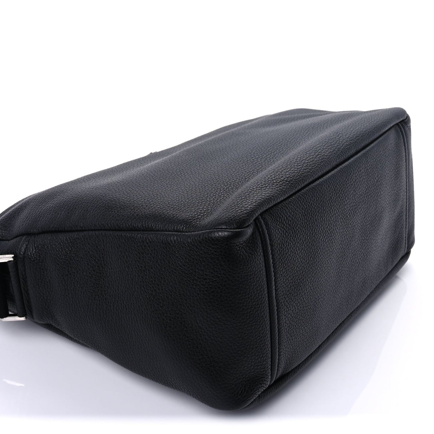 Vitello Daino Medium Triangle Shoulder Bag  Black