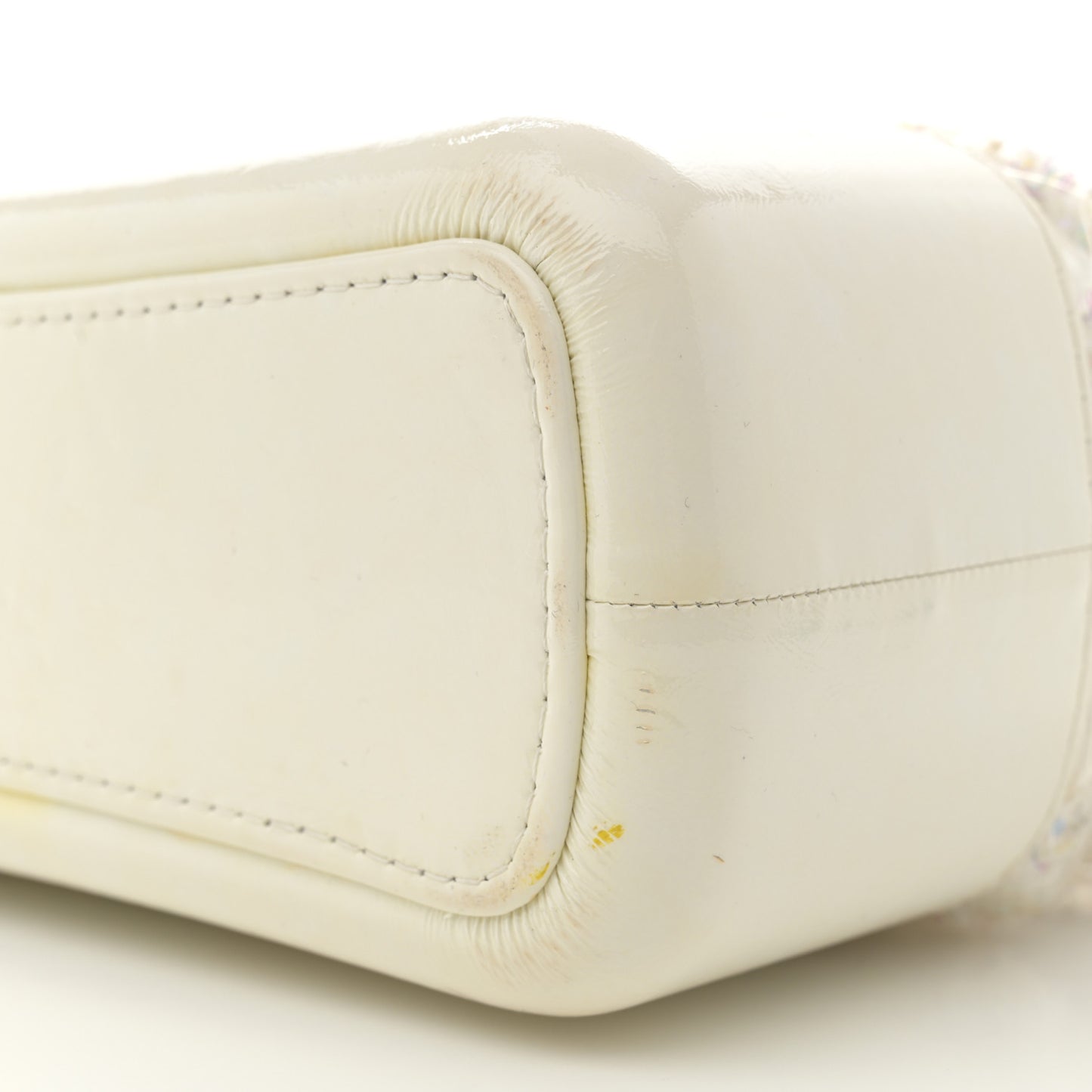 Tweed PVC Patent Chevron Quilted Medium Gabrielle Hobo White