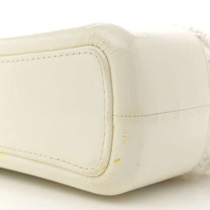 Chanel Tweed PVC Patent Chevron Quilted Medium Gabrielle Hobo White 10 of 16