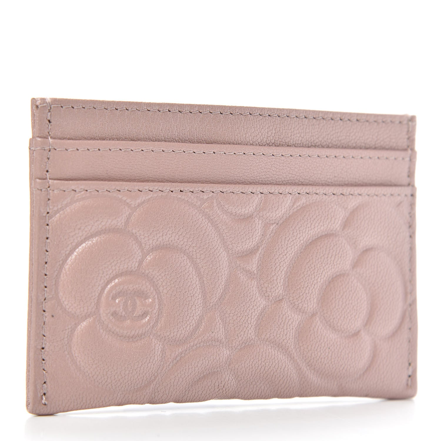 Chanel Goatskin Camellia Embossed Card Holder Light Pink 3 of 9