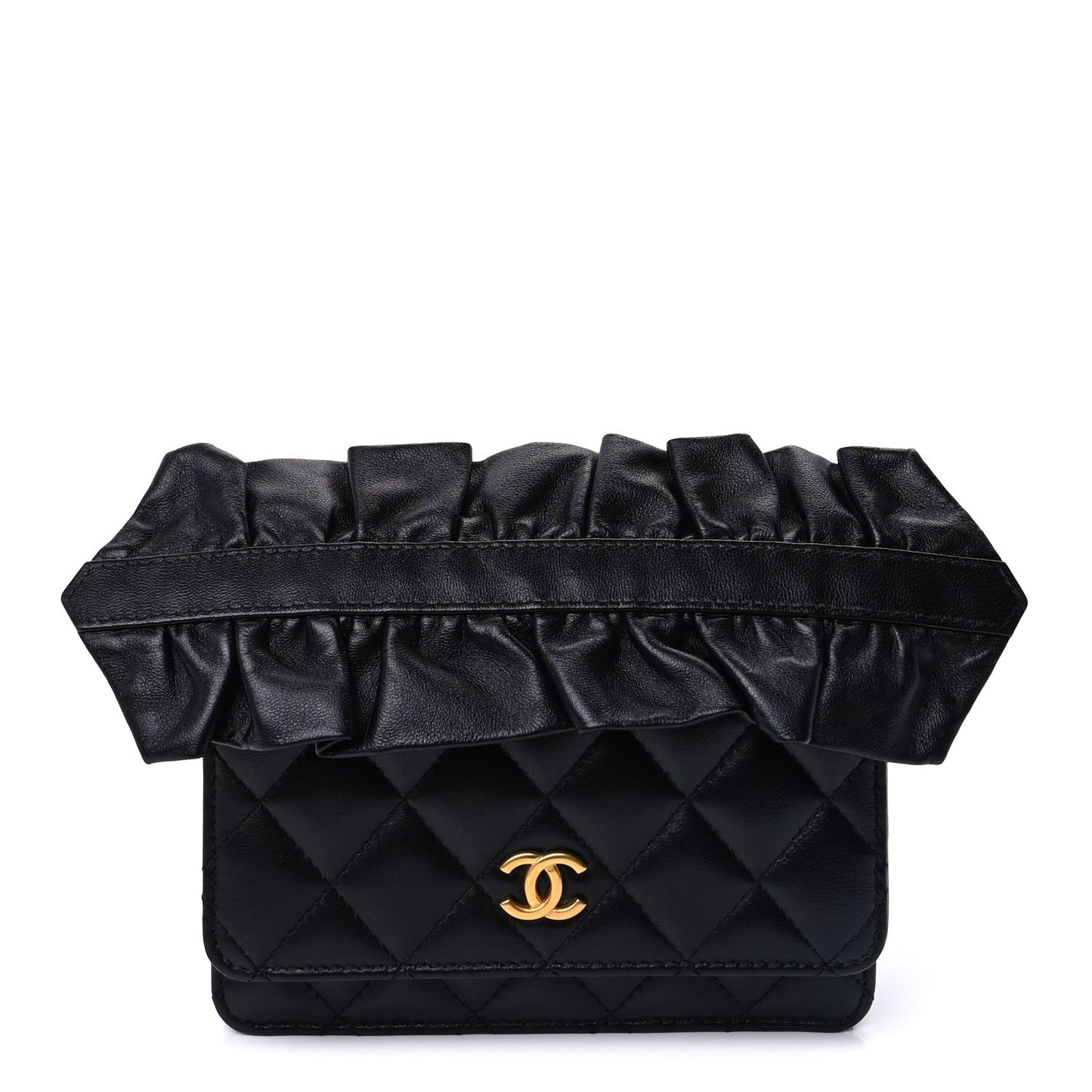 Lambskin Quilted Mini Romance Wallet On Chain WOC Black