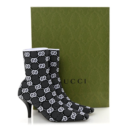 Gucci Technical Jersey Knit GG Monogram Square G 75mm Ankle Boots 38 Black Great White 9 of 9