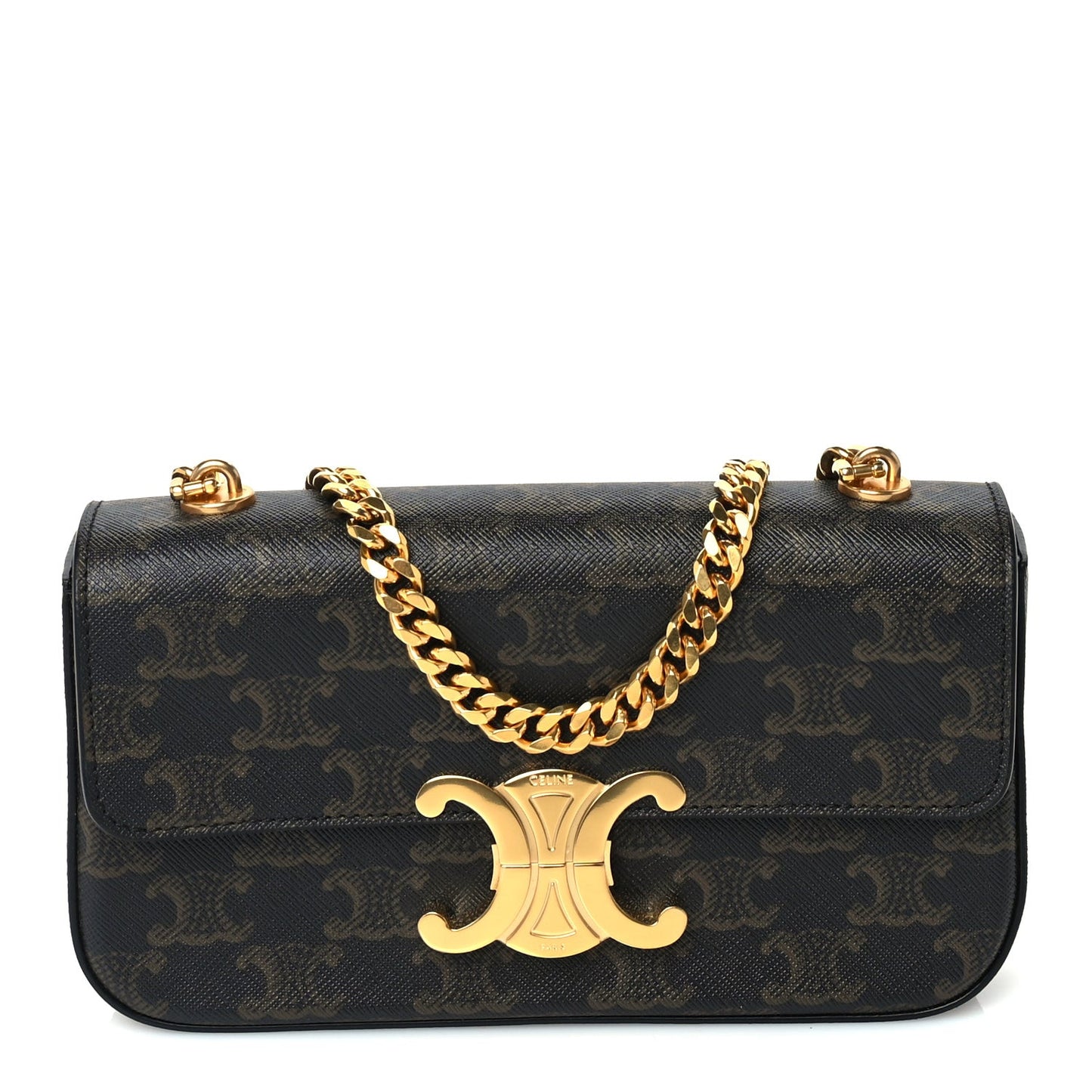 Triomphe Canvas Chain Shoulder Bag Tan