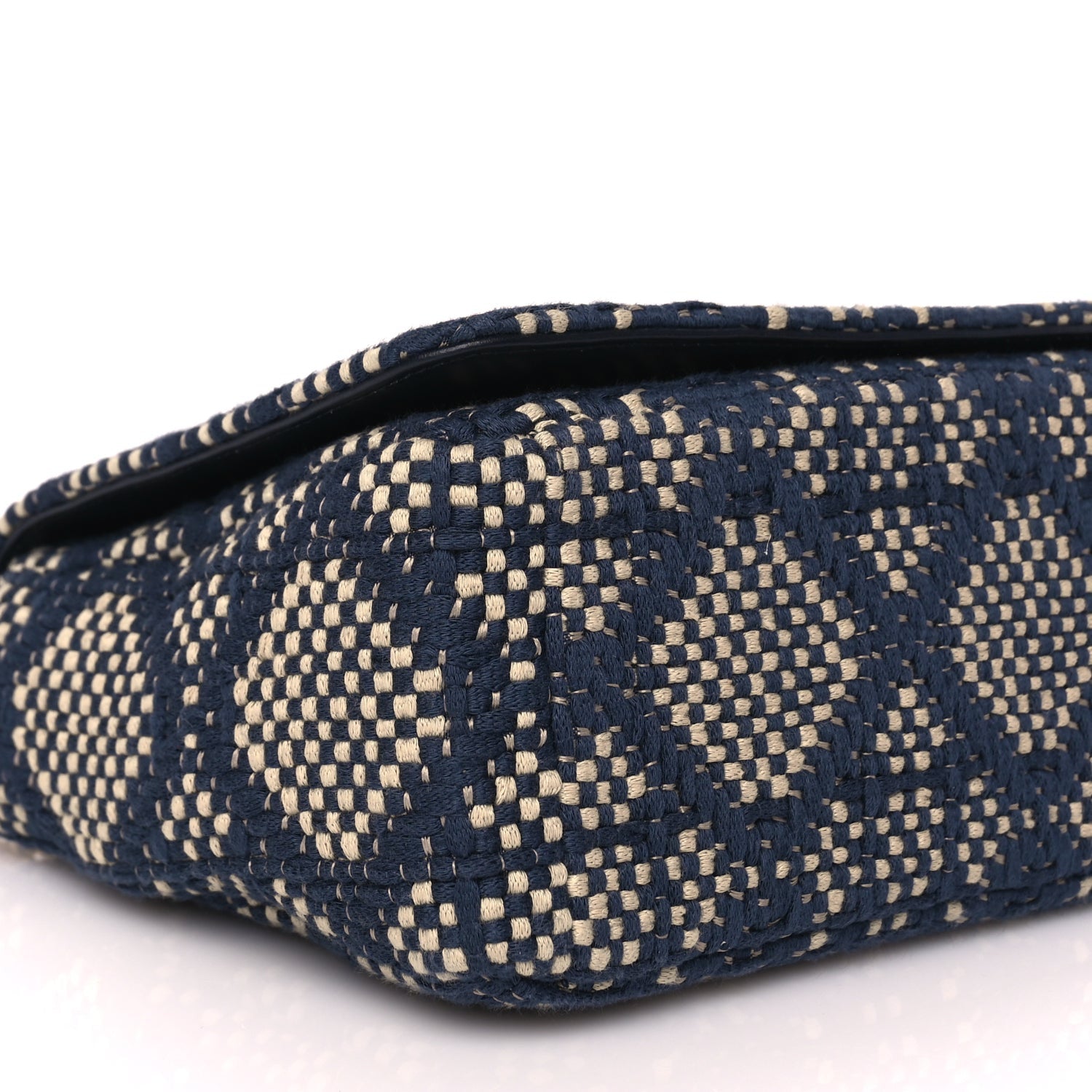 Christian Dior Fabric Macrocannage Woven Medium Caro Bag Blue White 8 of 9