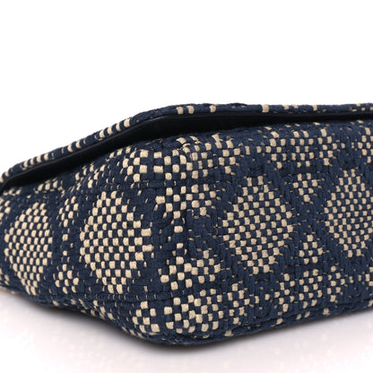 Christian Dior Fabric Macrocannage Woven Medium Caro Bag Blue White 8 of 9