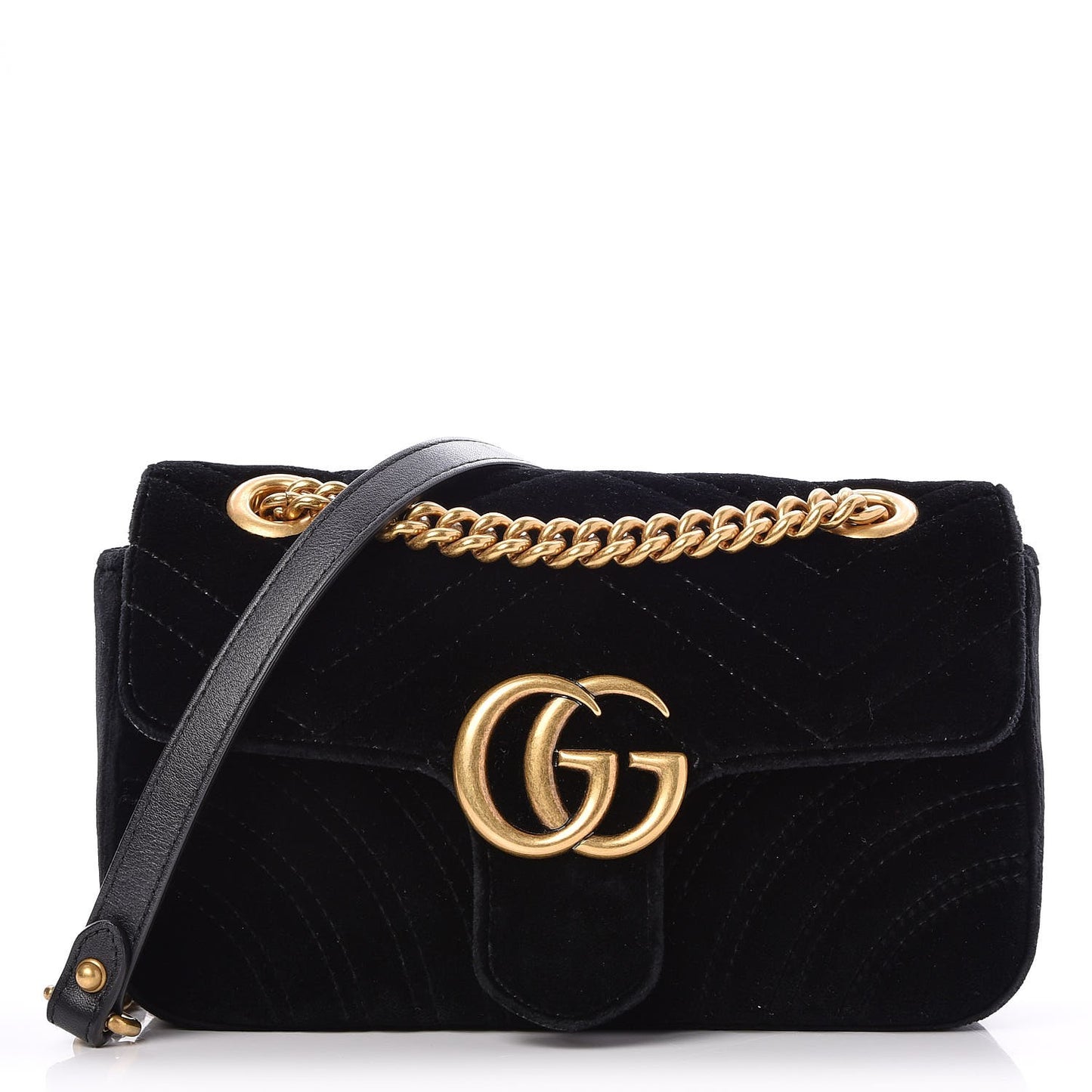 Velvet Matelasse Mini GG Marmont Shoulder Bag Black