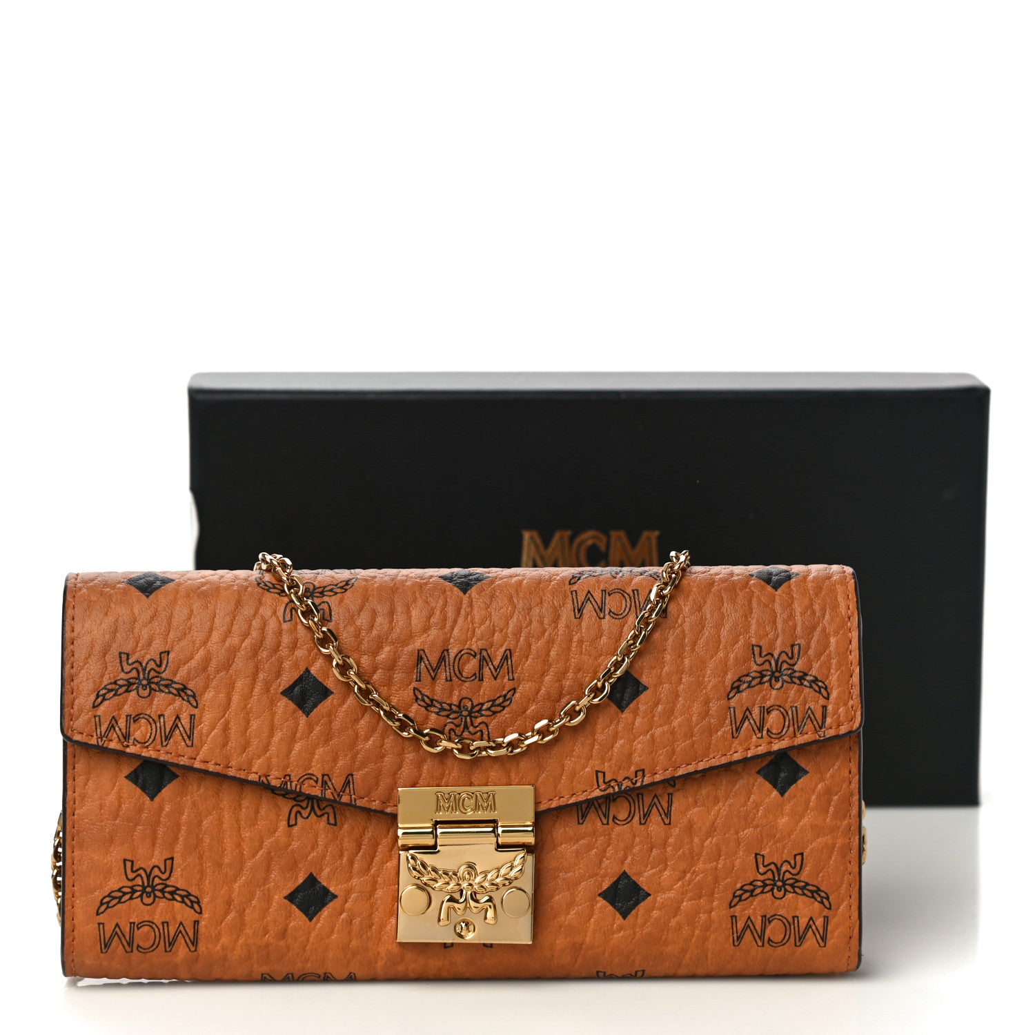 MCM Visetos Large Patricia Wallet On Chain Cognac 10 of 10