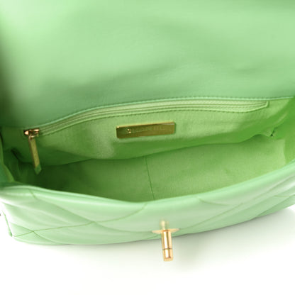Chanel Goatskin Quilted Medium Chanel 19 Flap Light Green 5 of 10