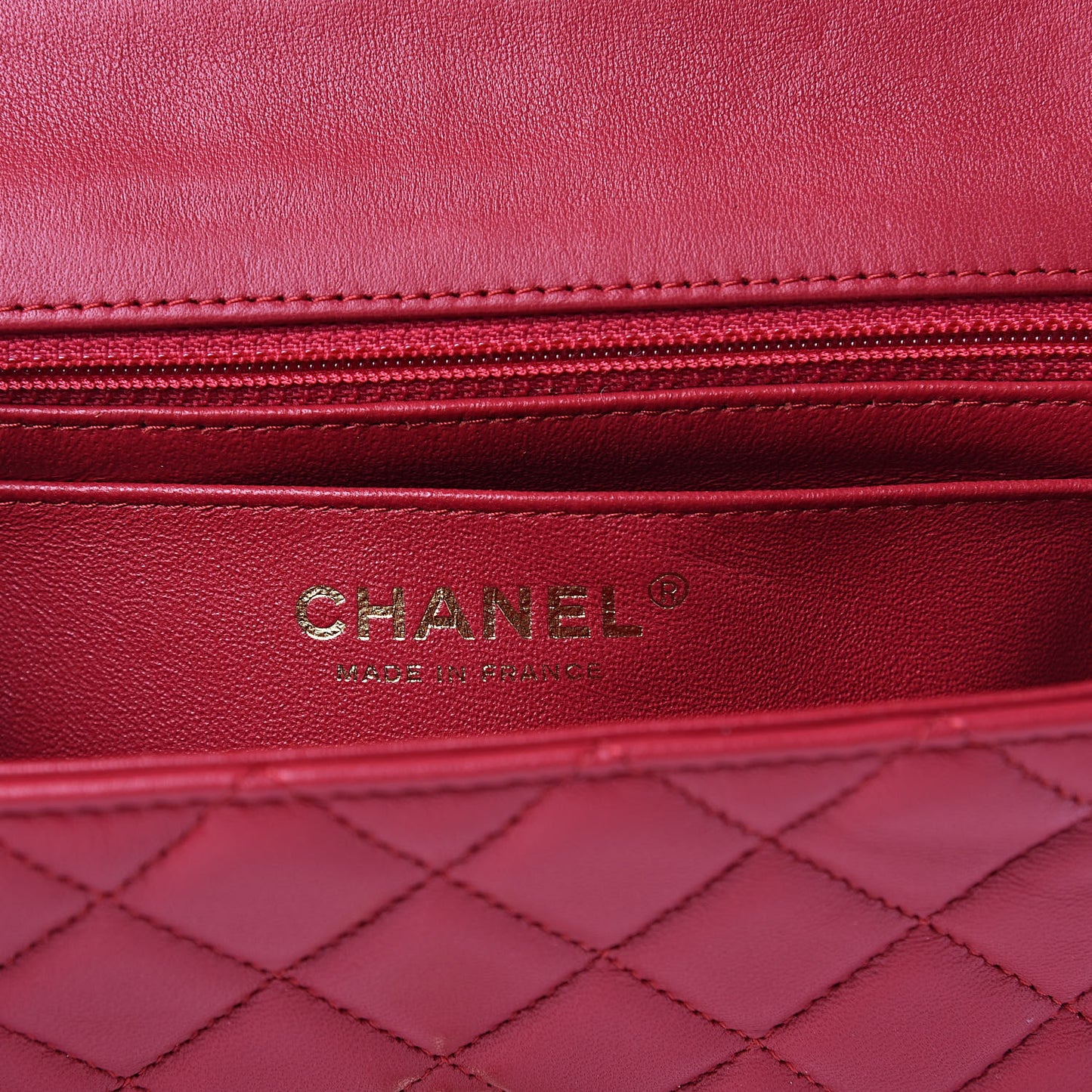 Lambskin Quilted Mini Rectangular Flap Red