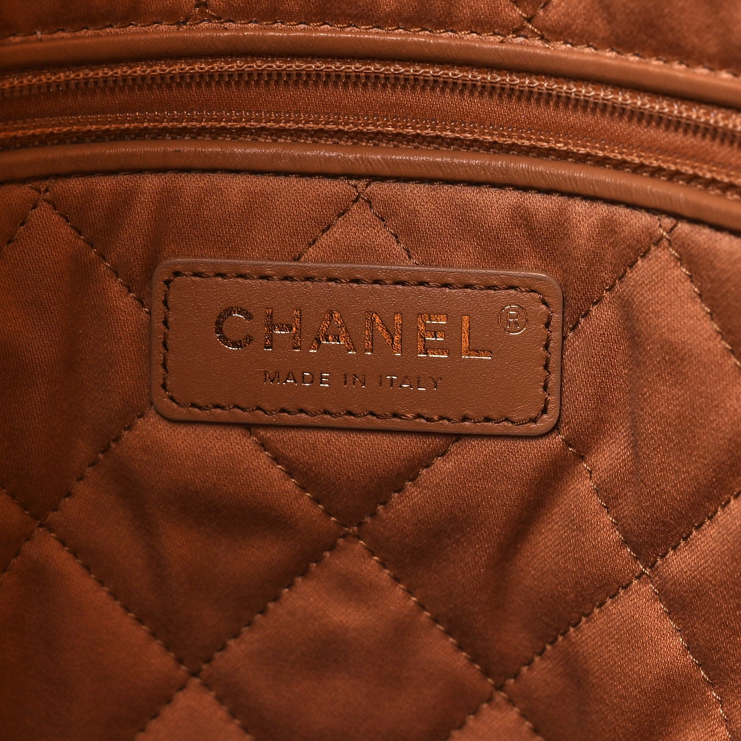 Shiny Calfskin Quilted Small Chanel 22 Camel