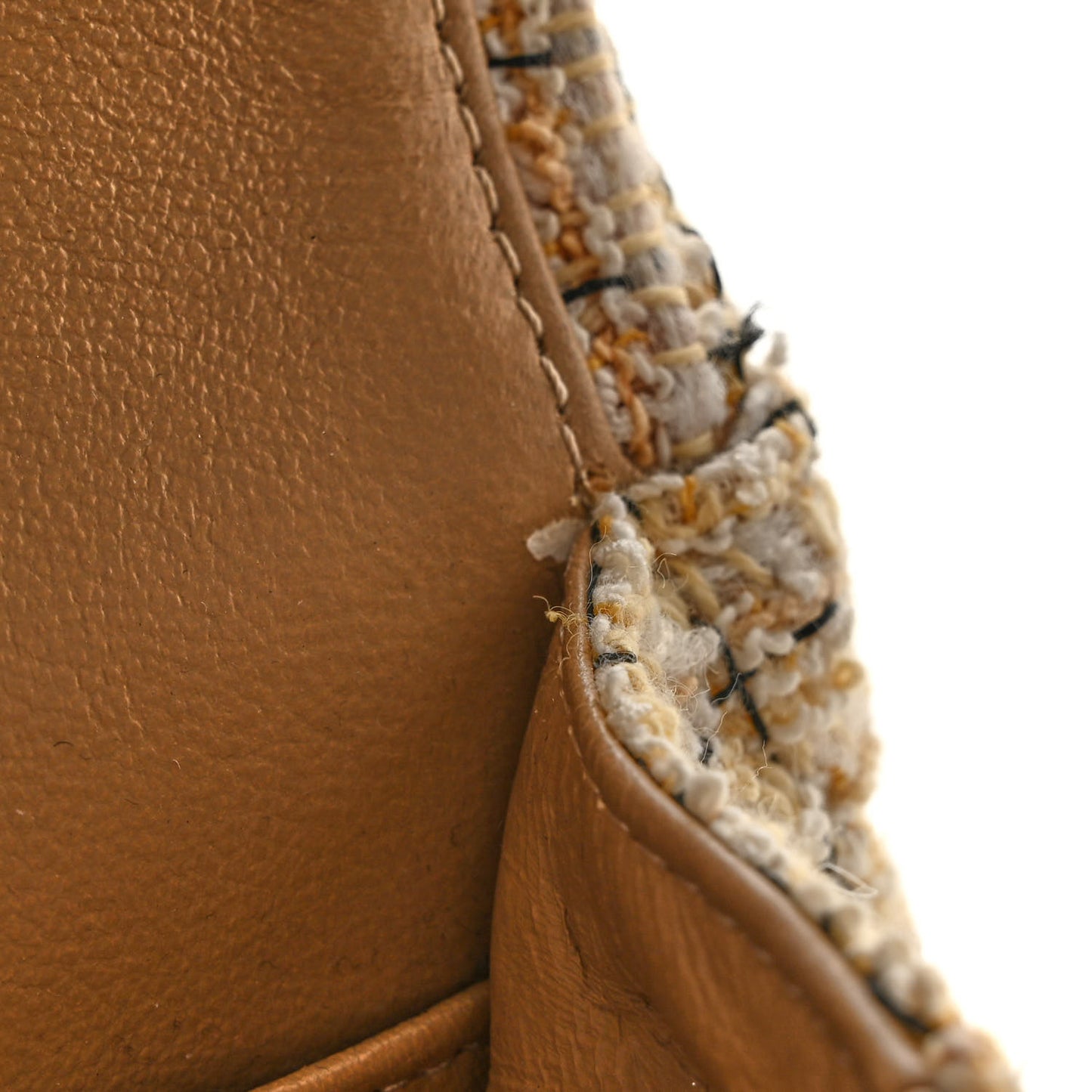 Tweed Quilted Medium Double Flap Beige Multicolor