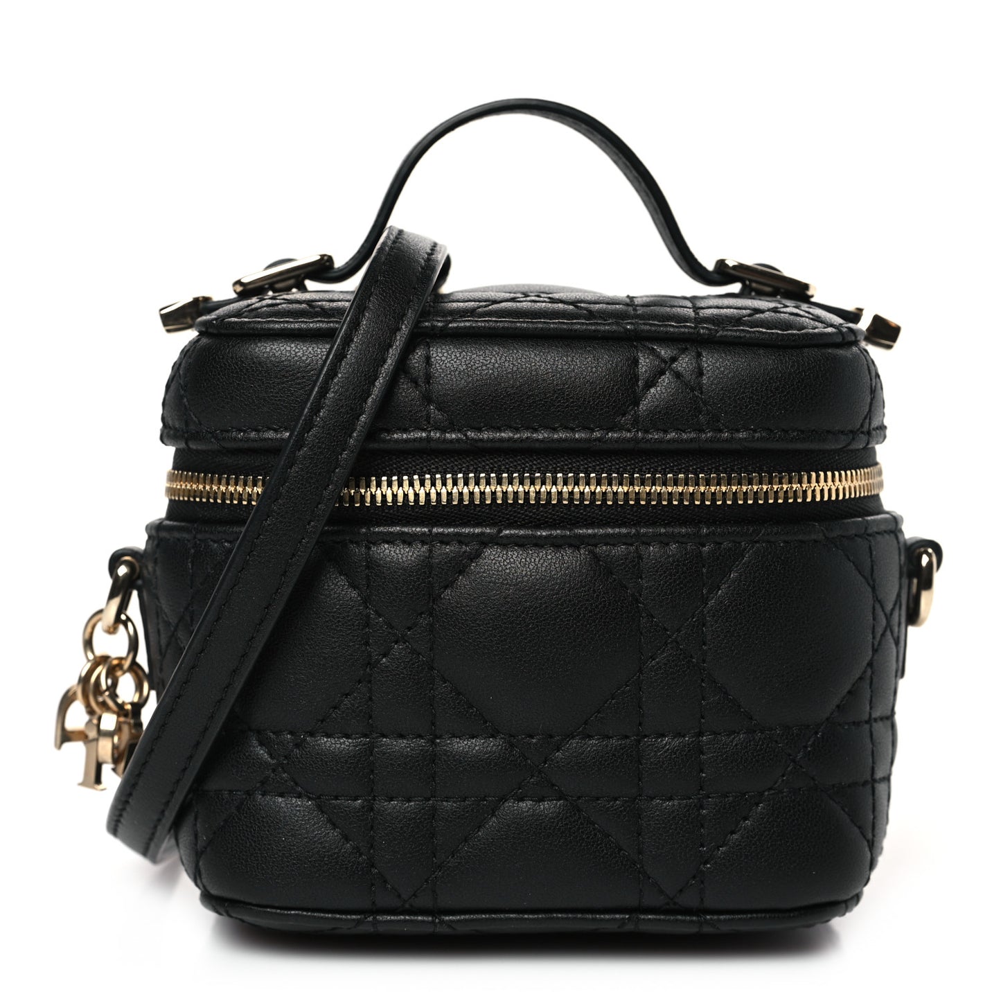 Lambskin Cannage Micro Lady Dior Vanity Case Black