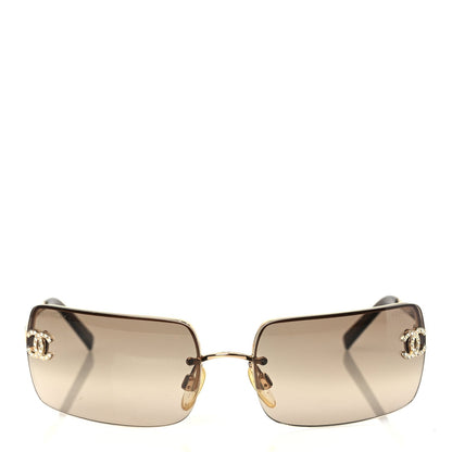 Chanel Crystal CC Logo Sunglasses 4104-B Gold 3 of 6