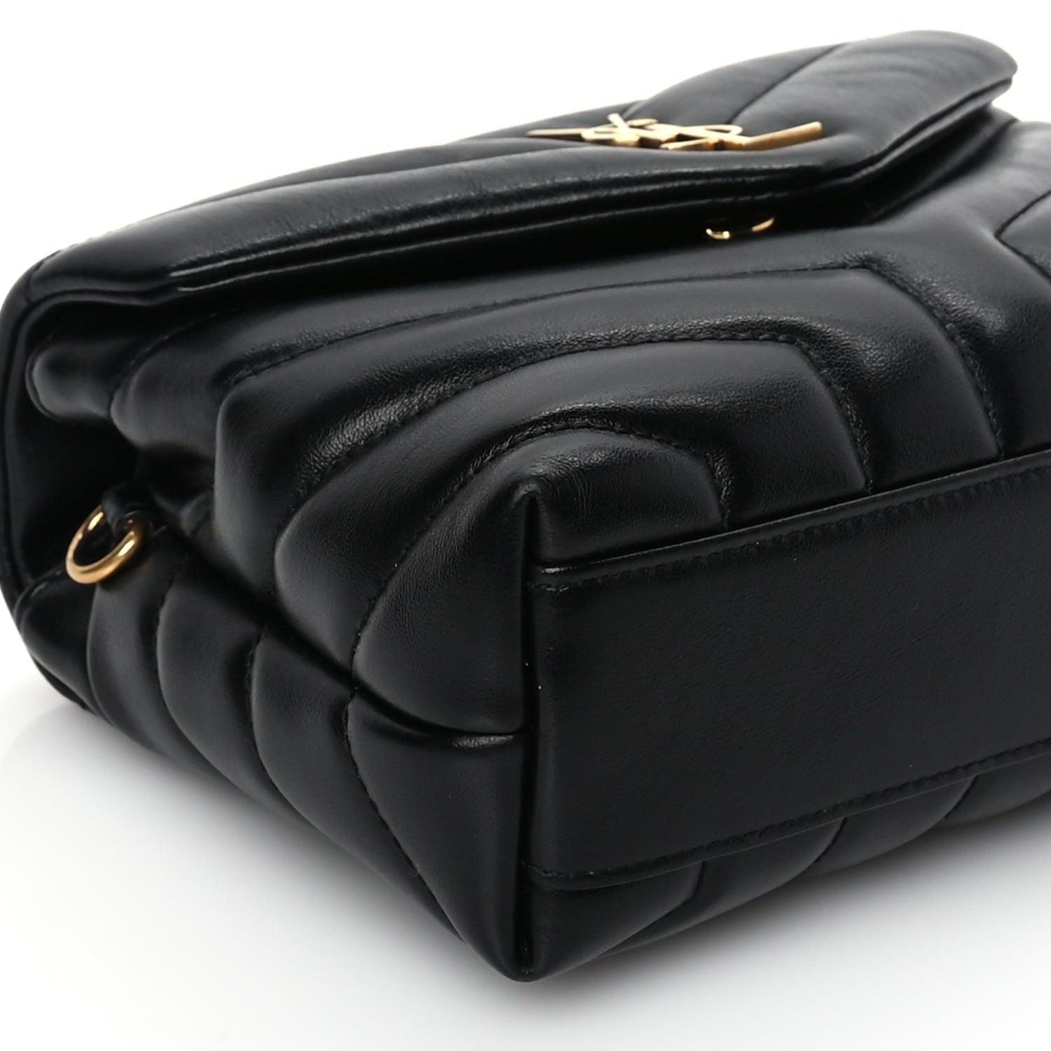 Saint Laurent Calfskin Y Quilted Monogram Toy Loulou Crossbody Satchel Black 7 of 8
