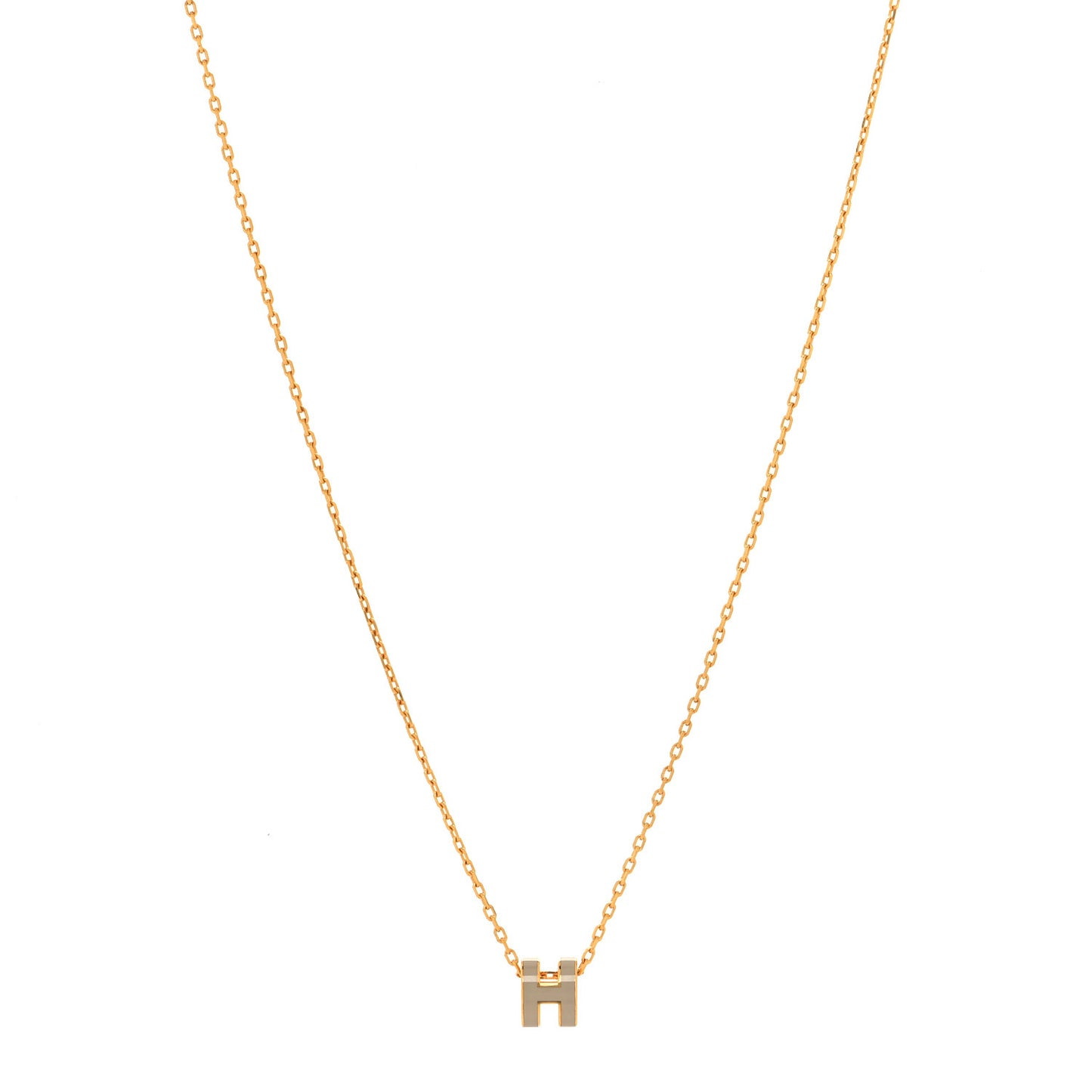 Lacquered Rose Gold Mini Pop H Pendant Necklace Marron Glace