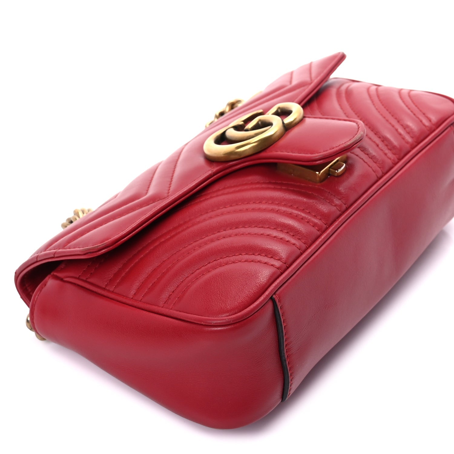 Gucci Calfskin Matelasse Mini GG Marmont Shoulder Bag  Hibiscus Red 7 of 8