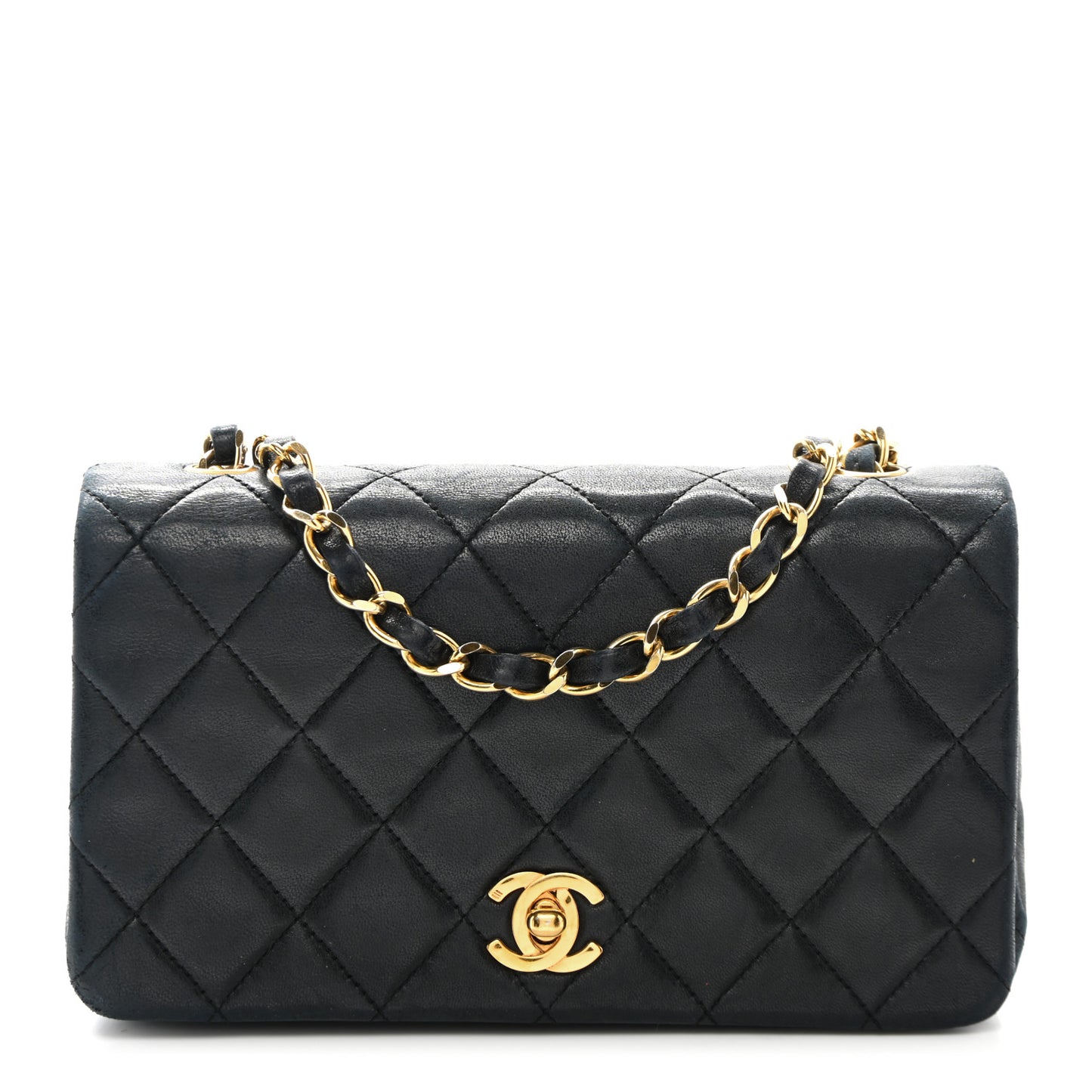 Lambskin Quilted Small Single Flap Black