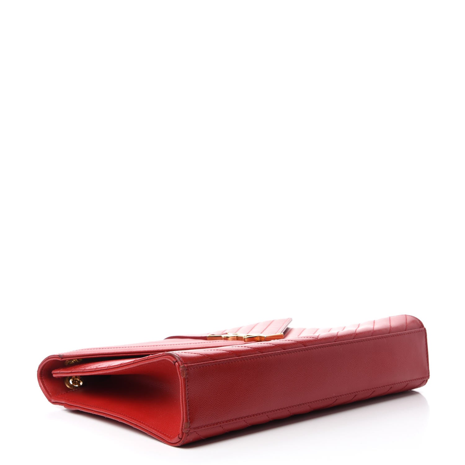 Saint Laurent Grain De Poudre Matelasse Chevron Large Monogram Satchel Lipstick Red 4 of 18