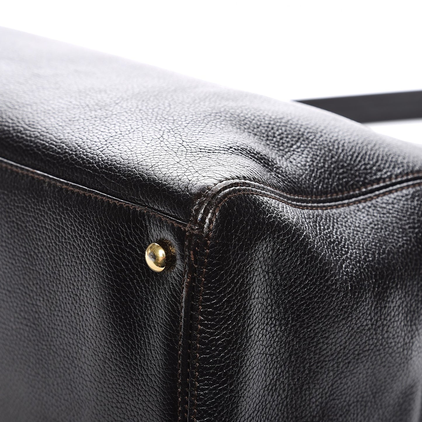 Calfskin Cerf Executive Shopper Tote Dark Brown