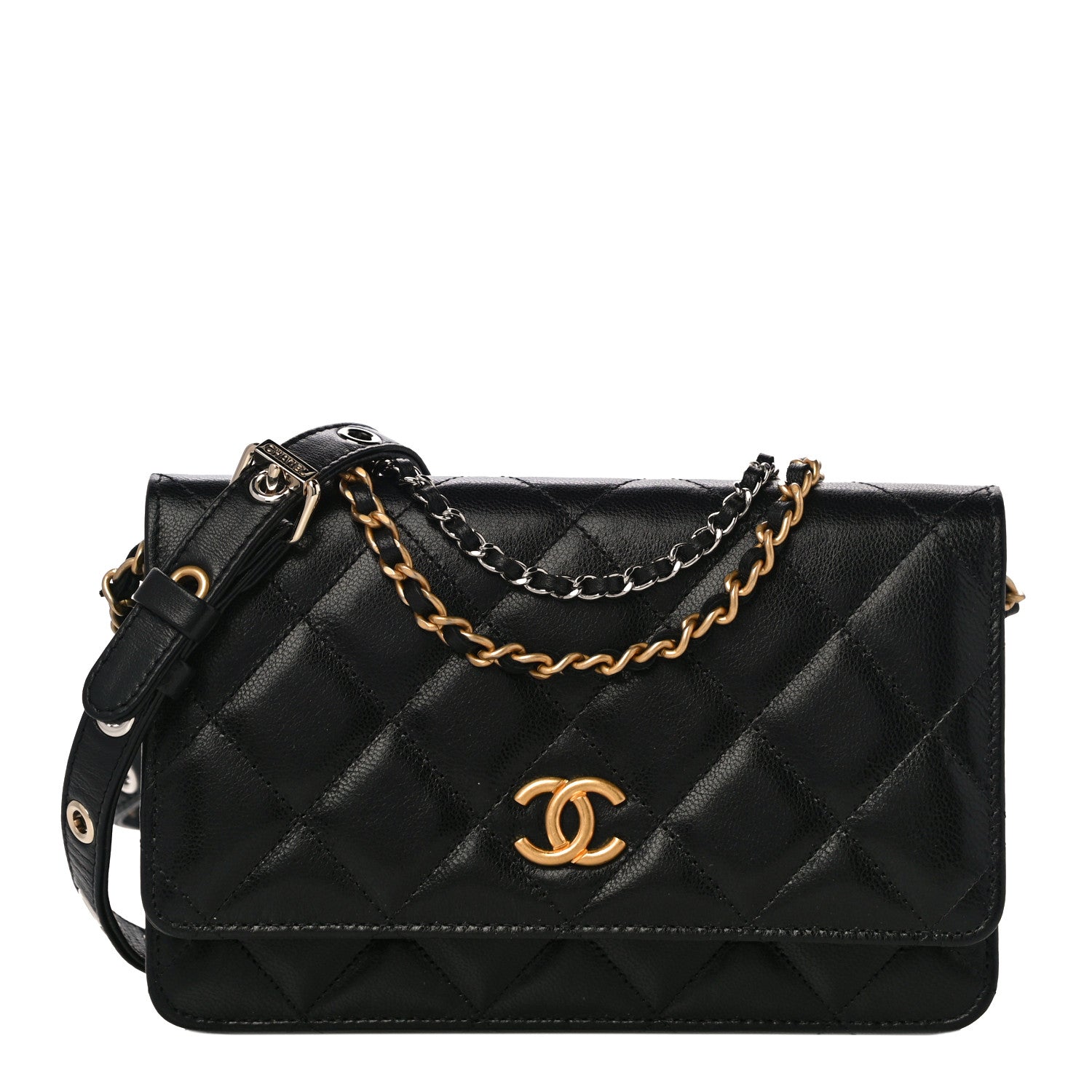 Chanel Goatskin Quilted Quilted Like A Wallet Wallet On Chain WOC Black 1 of 13