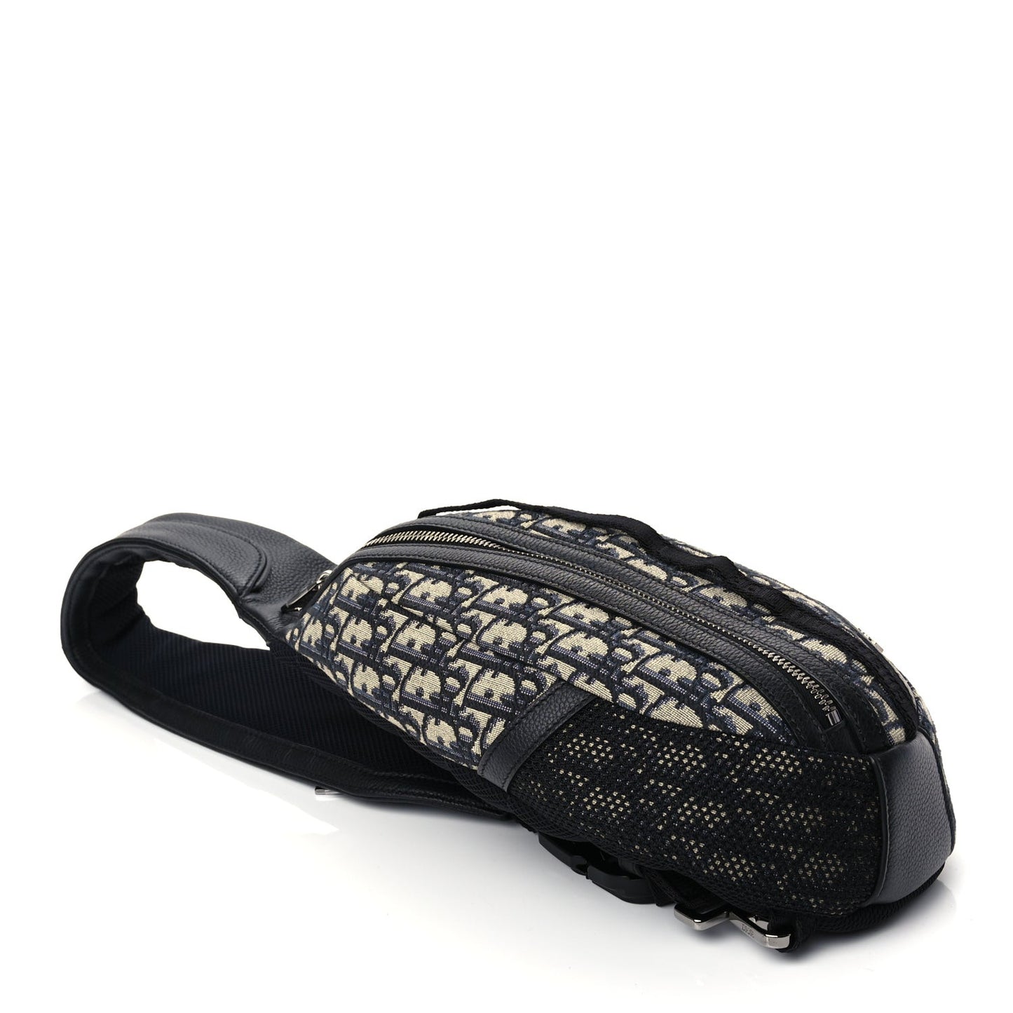 Grained Calfskin Oblique Scarab Sling Bag Blue Black