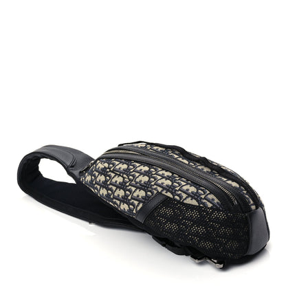 Christian Dior Grained Calfskin Oblique Scarab Sling Bag Blue Black 3 of 9