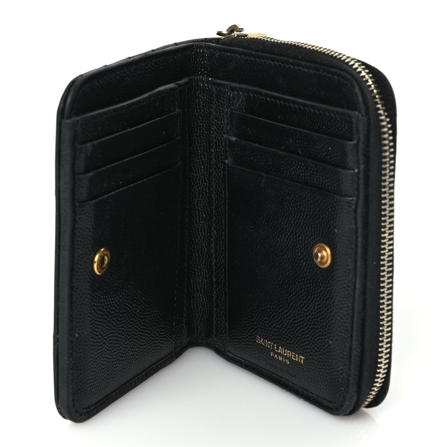 Grain De Poudre Matelasse Chevron Monogram Compact Zip Around Wallet Black