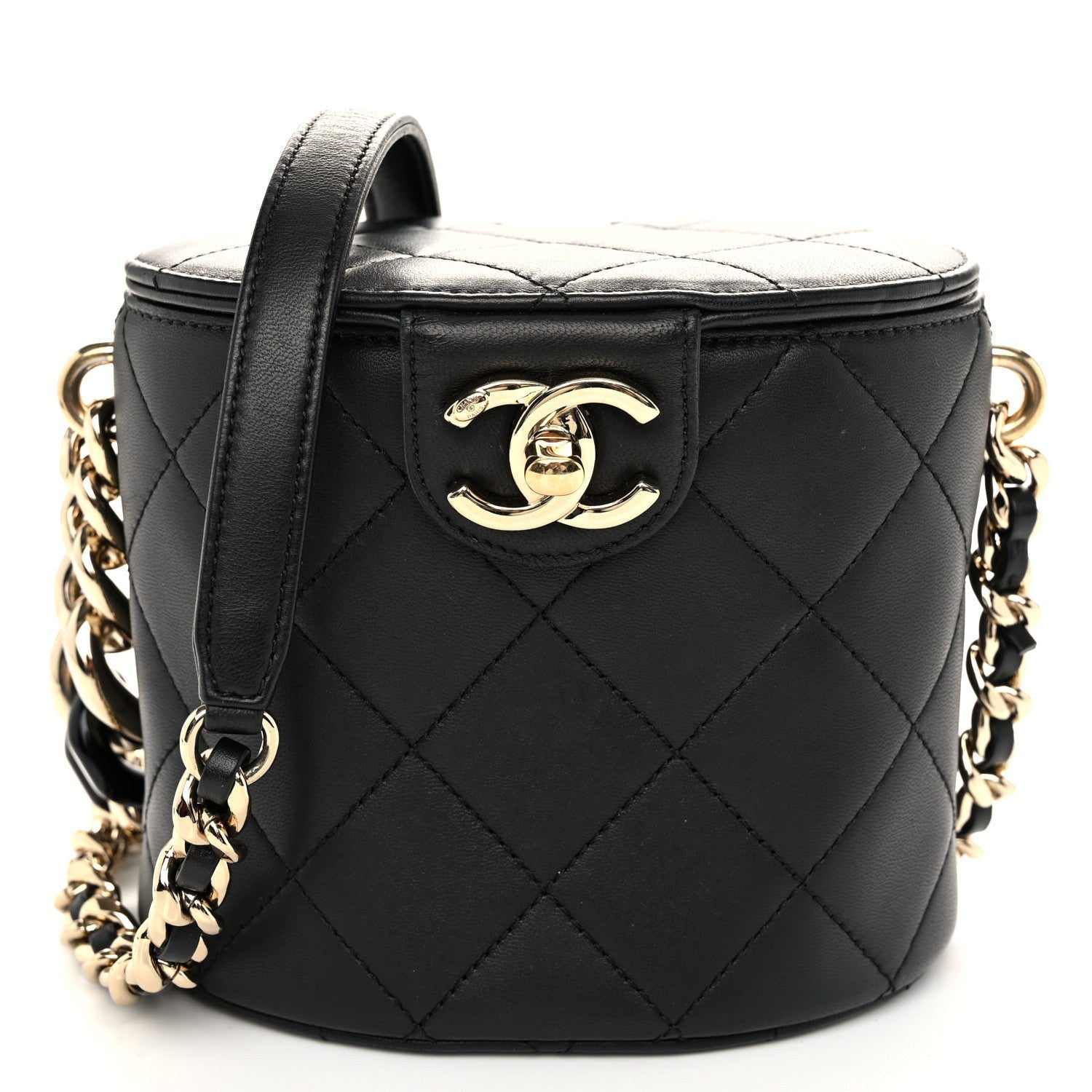 Chanel Lambskin Resin Elegant Chain Vanity Case Black 1 of 7