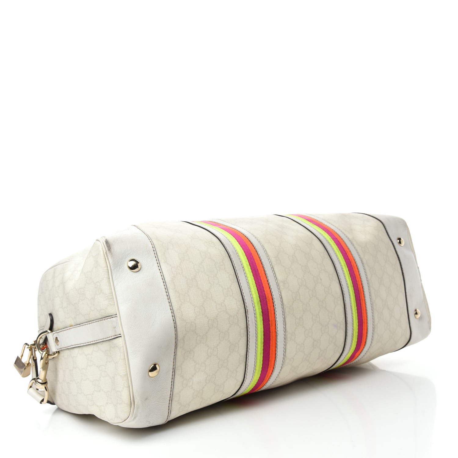 Gucci GG Plus Monogram Large Web Carry On Duffle Bag White 3 of 18