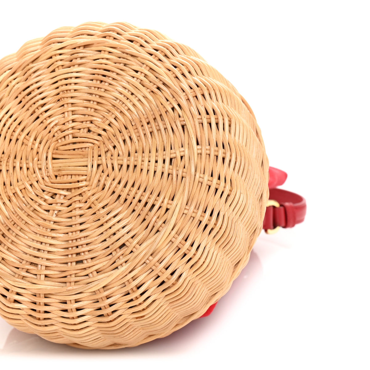 Prada Wicker Canvas Bucket Bag Rosso 8 of 8