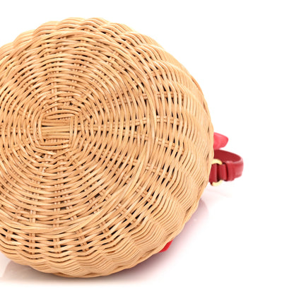 Prada Wicker Canvas Bucket Bag Rosso 8 of 8