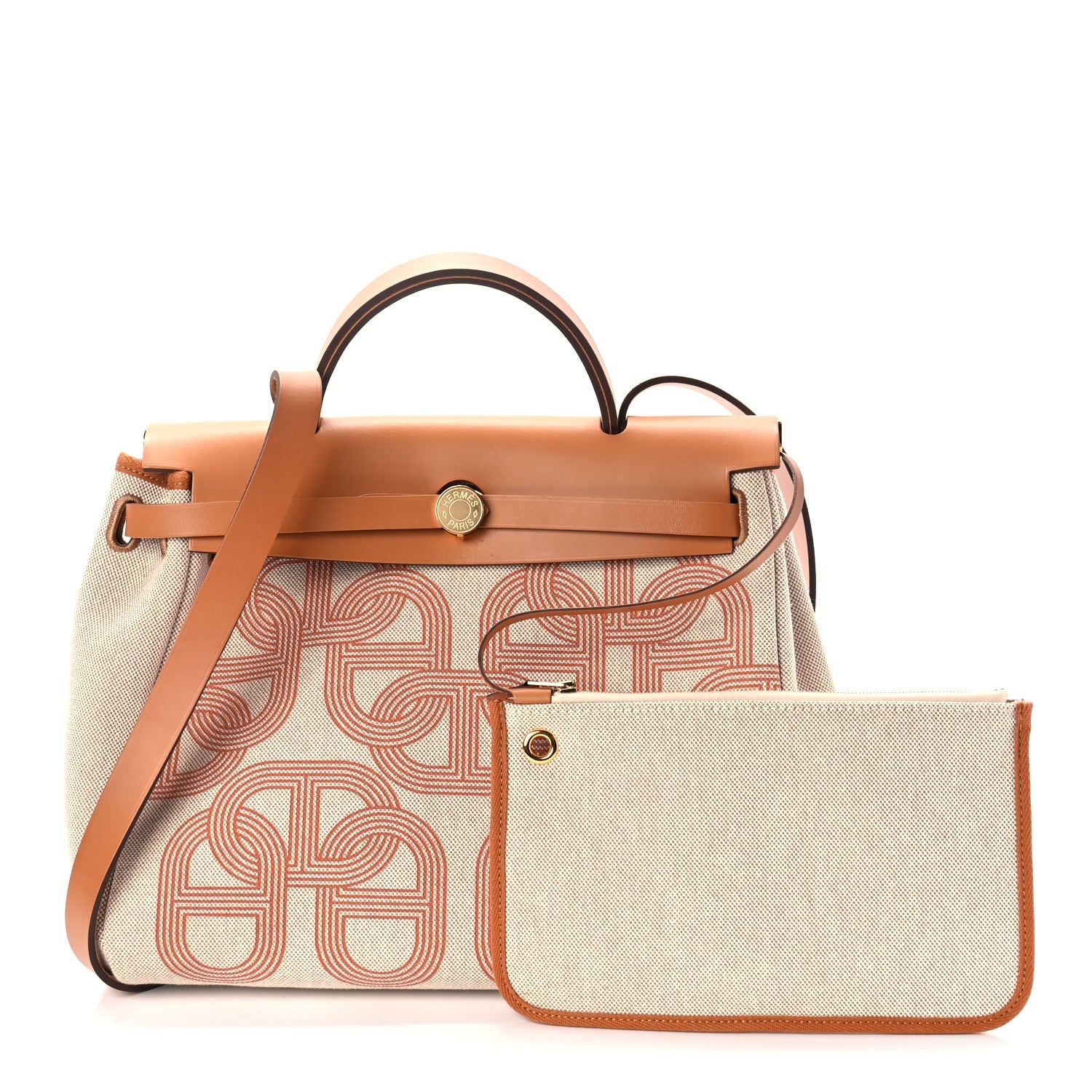 Hermes H Plume Canvas Vache Hunter Circuit 24 Herbag Zip Retourne 31 Orange Mecano Ecru Beige Naturel 2 of 10