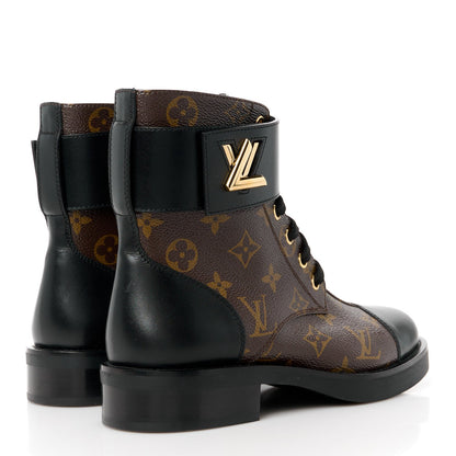 Louis Vuitton Calfskin Monogram Wonderland Flat Ranger Boots 37 Black 4 of 7