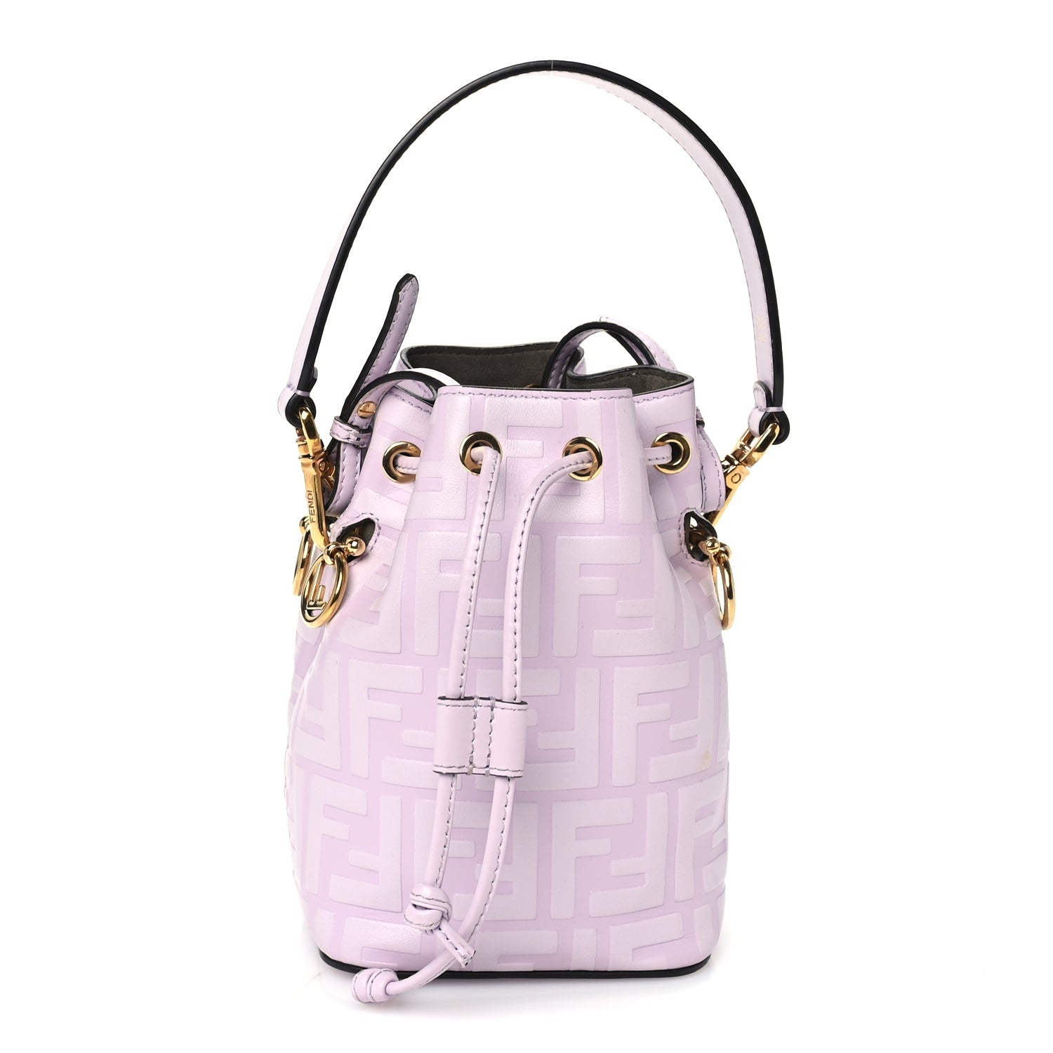 Fendi Vitello Termosport F is  FF 1974 Embossed Mini Mon Tresor Bucket Bag  Anemone 1 of 8