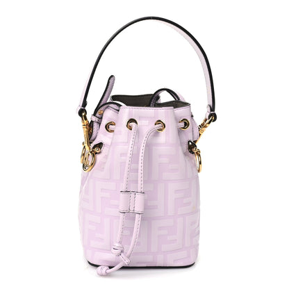 Fendi Vitello Termosport F is  FF 1974 Embossed Mini Mon Tresor Bucket Bag  Anemone 1 of 8