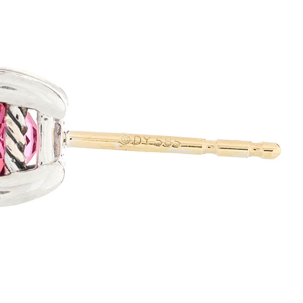 David Yurman Sterling Silver Diamond Rhodolite Petite Chatelaine Earrings 3 of 4